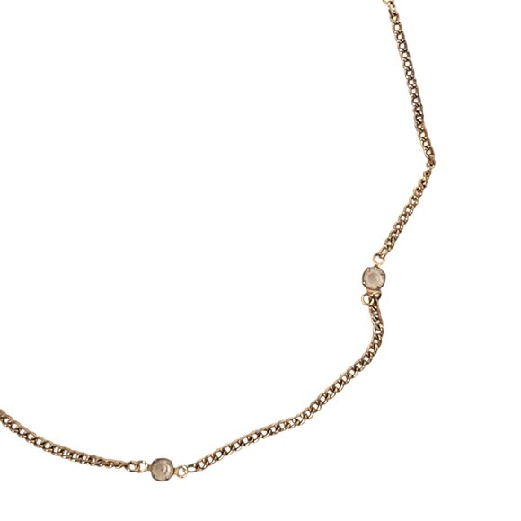 Minimalist Yellow Gold Vintage CZ Diamond Choker Layering Station Necklace - Picture 3 of 5